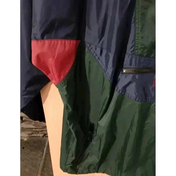 Jansport Vtg 90s Sz Large Nylon Color Block Stow-Away Pocket Windbreaker Hooded - Picture 3 of 10